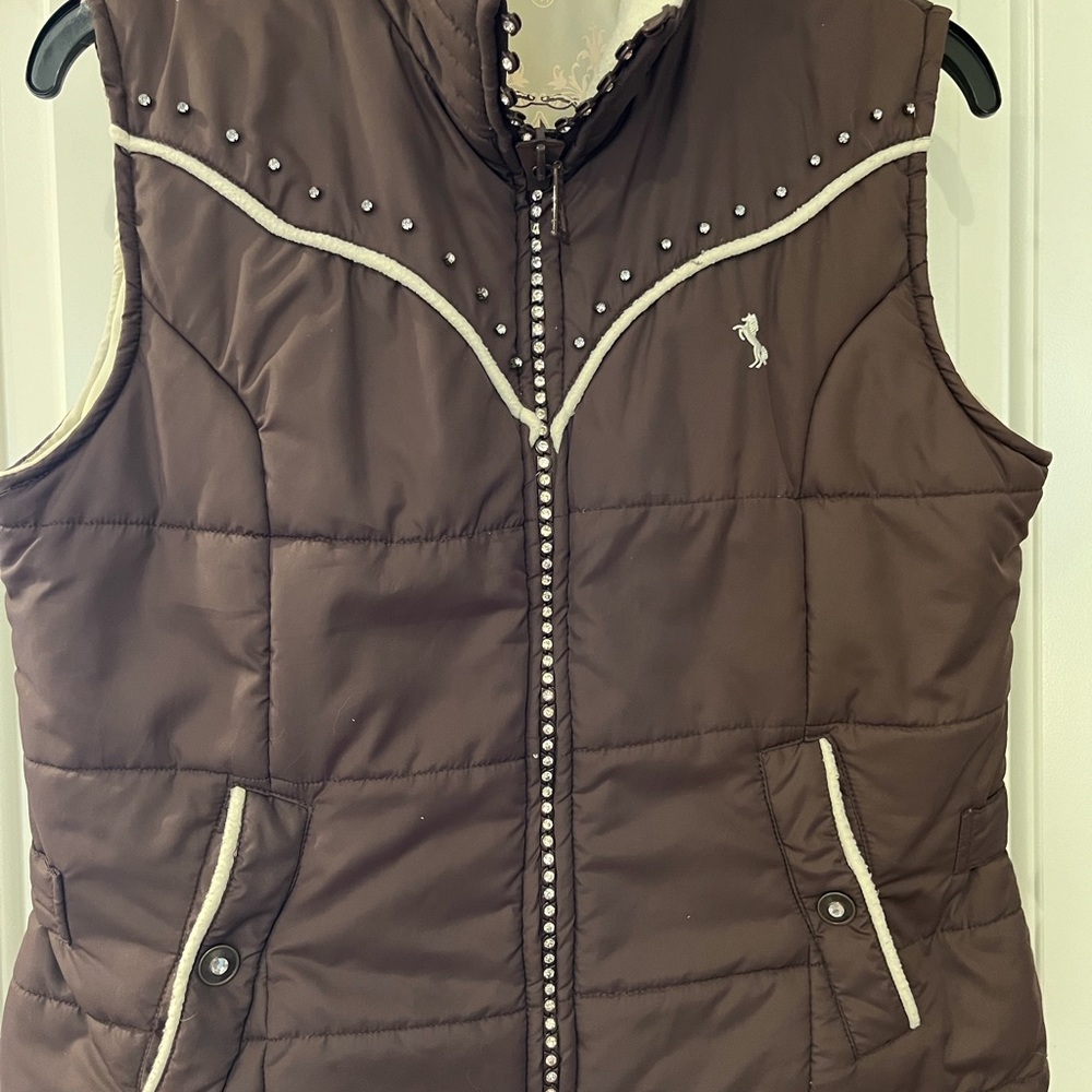 Women Cowgirl Up Brown Vest SZ M